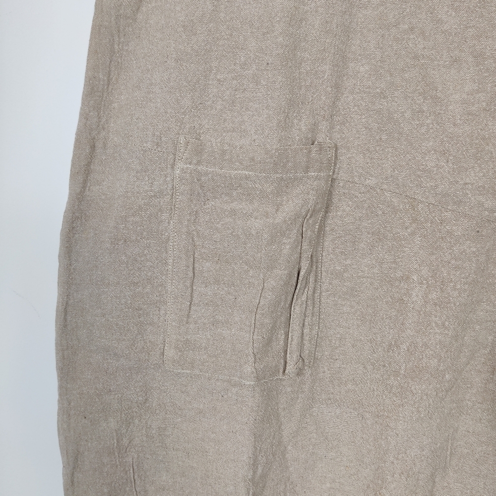 Funny Yak Women's Flax Beige 100% Cotton Dress Size Large Hippie Boho Lagenlook - Picture 2 of 8